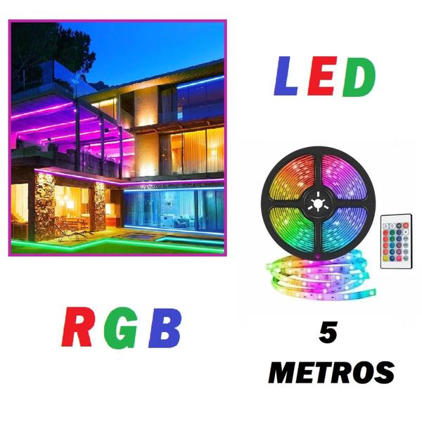 Imagem de Fita Led Para Mesa Gamer PC Luz RGB Decoração Rolo 5 Metros Colorido C/ Controle