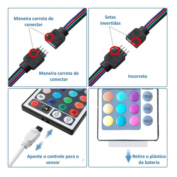 Imagem de Fita Led Rgb 3528 Rolo 5m Com Fonte E Controle