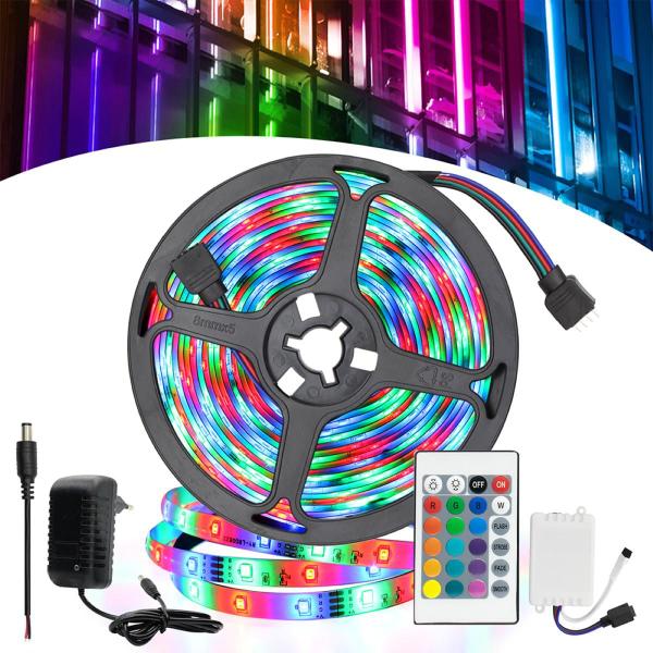 Imagem de Fita LED RGB 5 metros 16 Cores Controle Remoto e Fonte