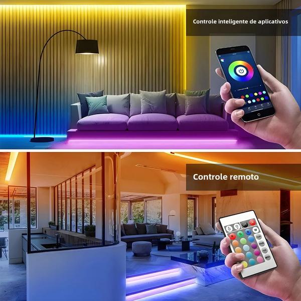 Imagem de Fita LED RGB 5050 com Controle Remoto - Iluminação para TV e Decoração