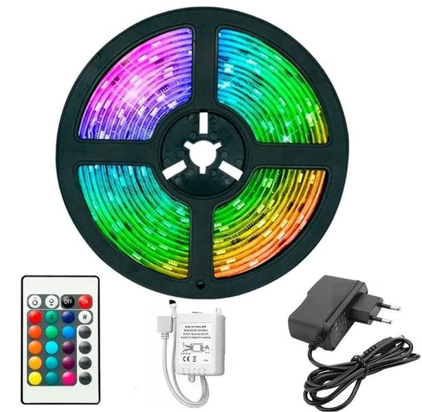 Imagem de Fita Led Rgb 5050 Rolo 5M 16 Cores Ip65 + Controle + Fonte