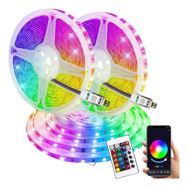 Imagem de Fita Led Rgb 5050 Usb 5m Pc Tv Wifi Bluetooth Alexa Google