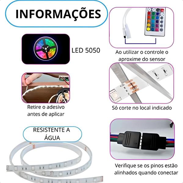 Imagem de Fita Led Rgb 5mt Iluminação Decoração Piscina Sanca Env 24h