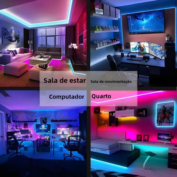 Imagem de Fita LED RGB Bluetooth 5050 SMD - Fita Autoadesiva para TV e Decoração