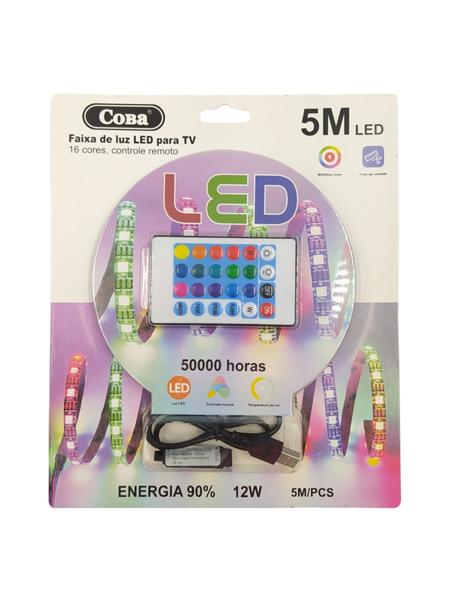 Imagem de Fita Led RGB USB 16 Cores Com Controle 5 Metros