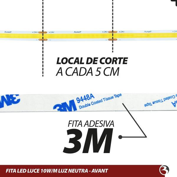 Imagem de Fita Led Rolo 5 Metros 320Led Por Metro 24v 10w Luz Branco Frio/Neutro 4000k/6500k ip20 1800 Lumens Luce - Avant