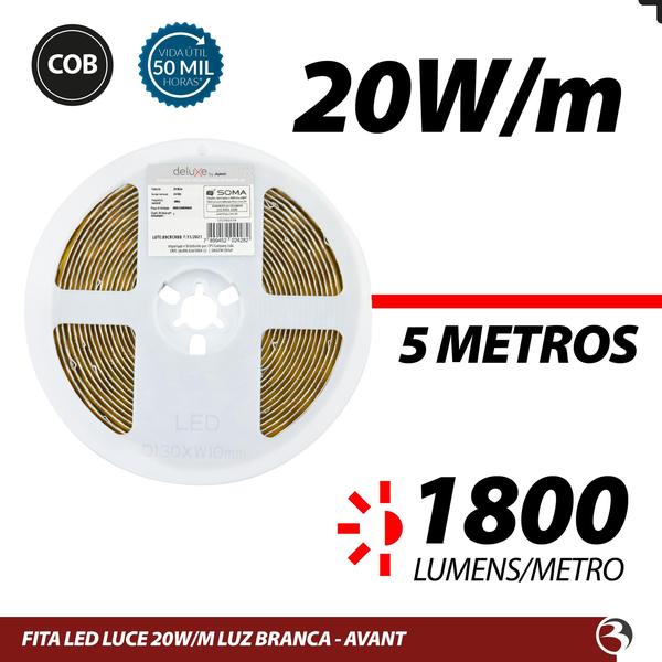 Imagem de Fita Led Rolo 5 Metros 720Led Por Metro 24v 20w Luz Branco 4000k ip20 1800 Lumens Luce - Avant