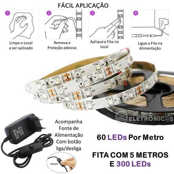 Imagem de Fita Led Uv Ultravioleta Luz Negra 5mts Com Fonte de Alimentação - 194888