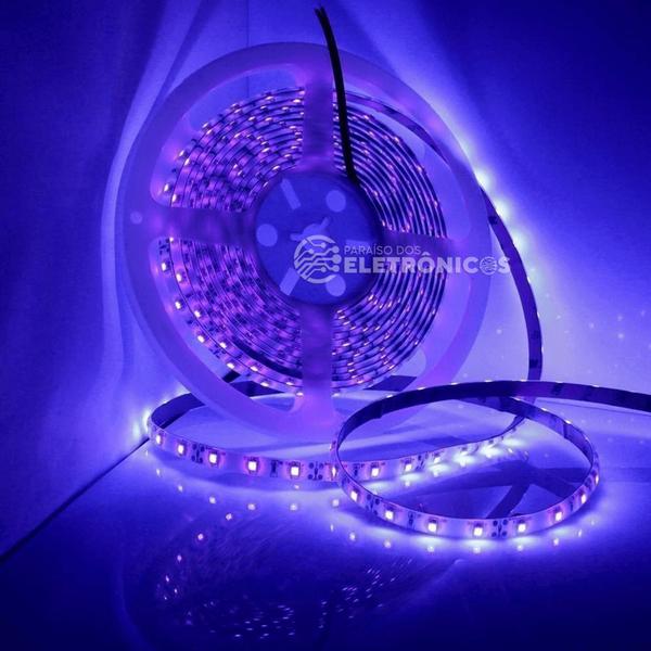 Imagem de Fita Led Uv Ultravioleta Luz Negra Serigrafia Com 2 Metros e 120 LEDs USB - 194887