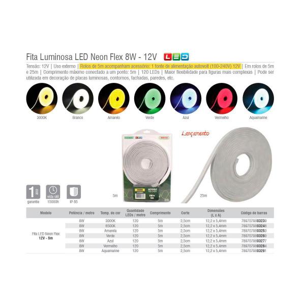 Imagem de Fita Luminosa Led Neon Flex 8W - 12V Taschibra