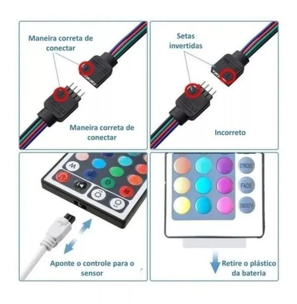 Imagem de Fita Luz de Led Rgb Rolo 5m LED Controle Remoto Com Cabo - KAPBOM