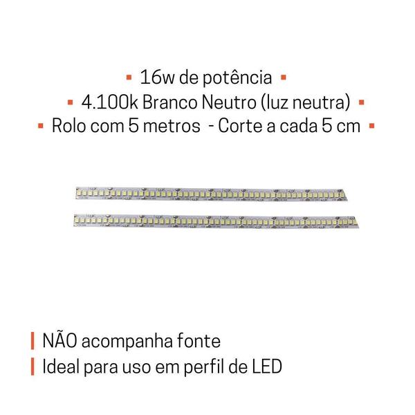 Imagem de Fita Luz Led 5 Mt 16W/M 12V 4100K Neutra Móveis Sem Fonte