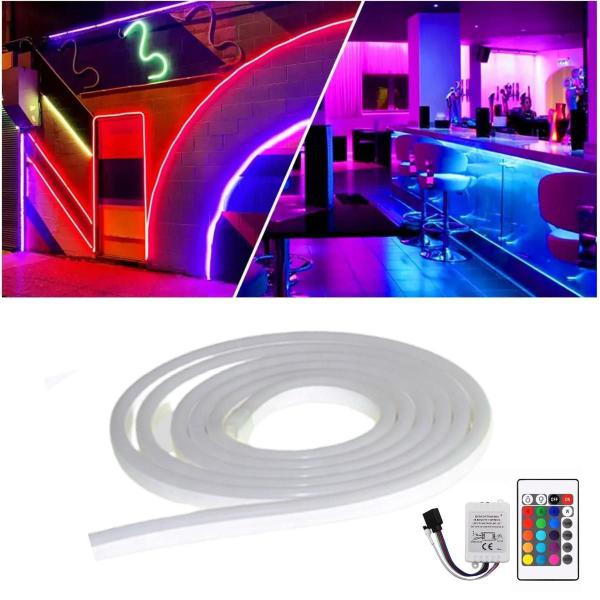 Imagem de Fita Mangueira De Led Neon Rgb 16 Cores 5M 12V Com Controle