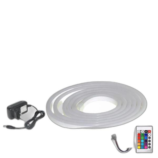 Imagem de Fita Mangueira De Led Neon Rgb 5M 12V Com Controle E Fonte