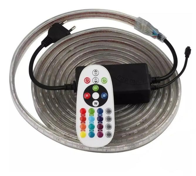 Imagem de Fita Mangueira Led Rgb 11m 5050 Ip68 Fonte + Controle 220v