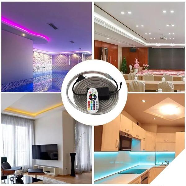 Fita Mangueira Led Rgb 25m 5050 Ip68 Fonte + Controle 110v - Green Age Imagem de Fita Mangueira Led Rgb 25m 5050 Ip68 Fonte + Controle 110v