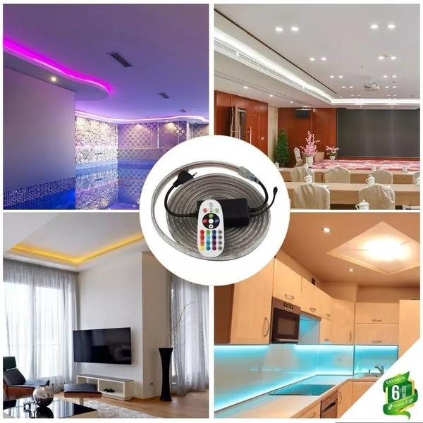 Imagem de Fita Mangueira Led Rgb 5m 5050 Ip68 Fonte + Controle 220v