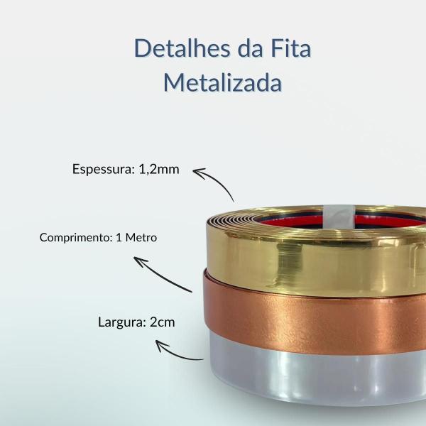 Imagem de Fita Metalizada Decorativa Parede Efeito Marmore 5 Metros