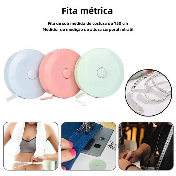 Imagem de Fita Métrica Flexível para Crianças (3 Unidades) - 1,5m, Escala Dupla, Portátil