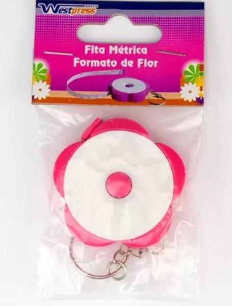 Imagem de Fita Métrica Flor  Flexível Com Chaveiro Com 1,5M