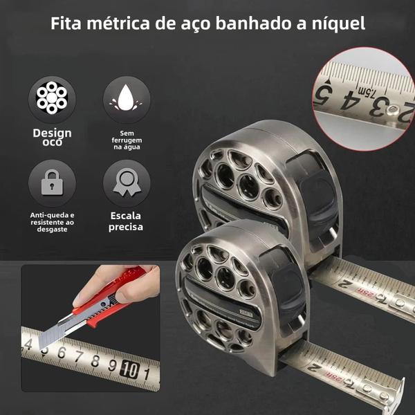 Imagem de Fita Métrica Retrátil de Aço Inoxidável (3m/5m/7,5m) - Para Carpintaria