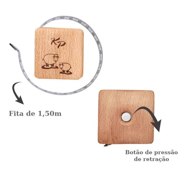 Imagem de Fita Métrica Retrátil de Madeira Knitpro Quadrada 150cm