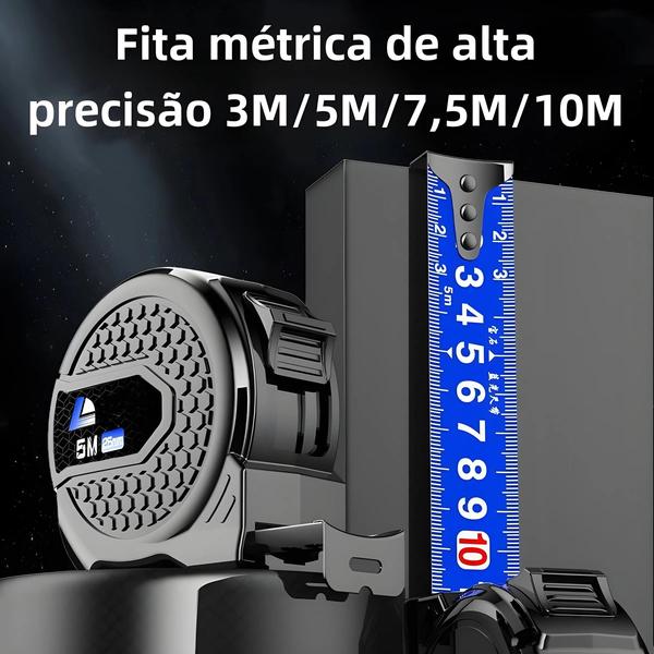 Imagem de Fita Métrica Retrátil de Precisão (3m, 5m, 7,5m, 10m) - Ferramenta para Carpintaria