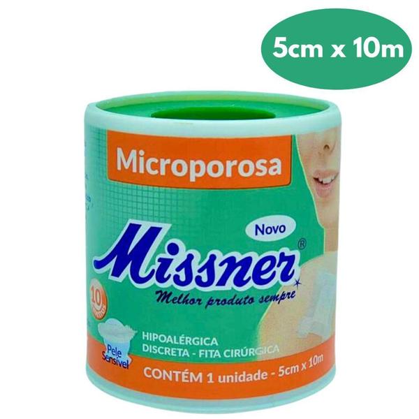 Imagem de Fita Micropore 50 Cm X 10 M Marca Missner Kit Com 5 Unidades