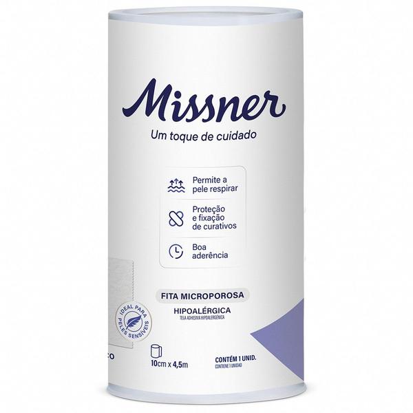 Fita Microporosa Branca 10cm X 4,5m - Missner (4 Unid) Imagem de Fita Microporosa Branca 10cm X 4,5m - Missner (4 Unid)