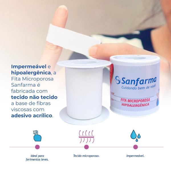 Imagem de Fita Microporosa Micropore Sanfarma Branco 50Mm X 4,5M 6 Un