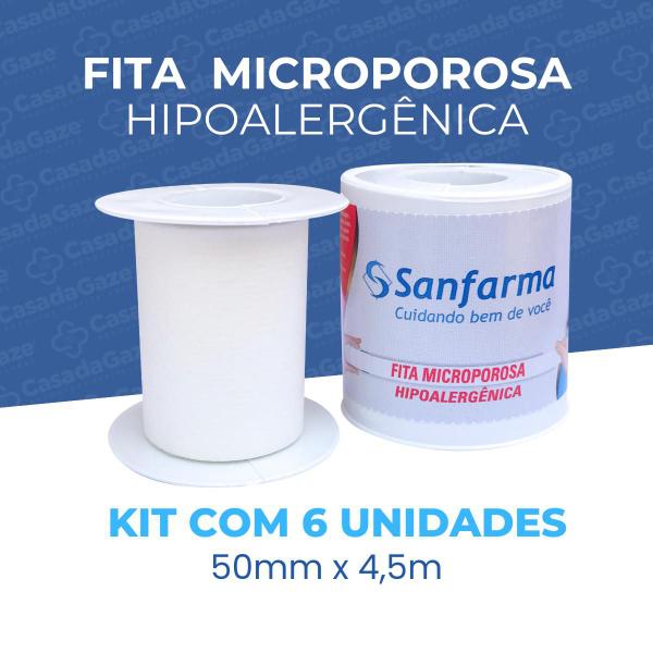 Imagem de Fita Microporosa Micropore Sanfarma Branco 50mm x 4,5m 6 UN