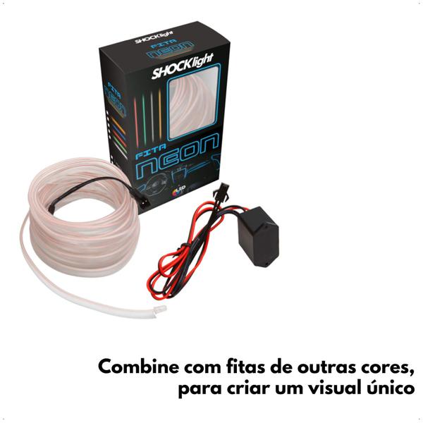 Imagem de Fita Neon Branca Automotiva 2 Metros Fibra Óptica Iluminação Automotivo Moderno Shocklight - SL-FTBC-2