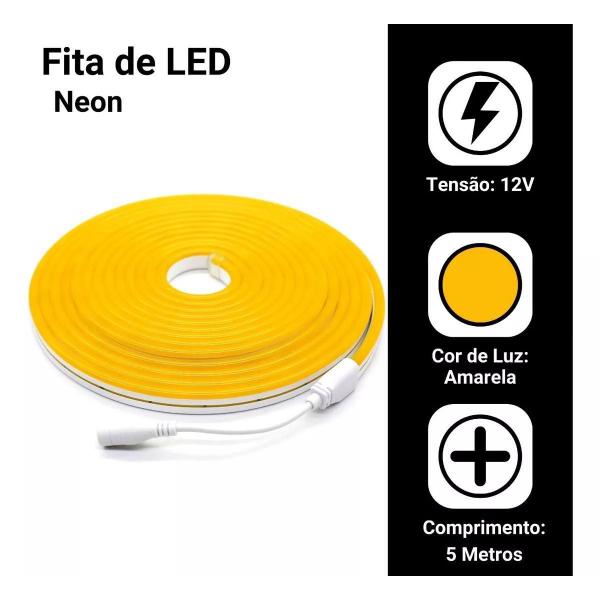 Imagem de Fita Neon Led 5M 12V Corte 2,5Cm Flexivel Alto Brilho Luz