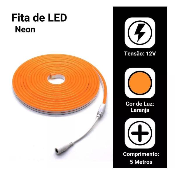 Imagem de Fita Neon Led 5M 12V Corte 2,5Cm Flexivel Alto Brilho Luz