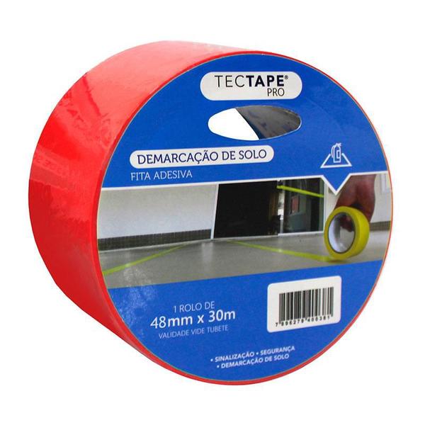 Imagem de Fita para demarcação de solo 48x30 vermelha Tectape