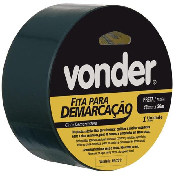 Imagem de Fita para Demarcação de Solo PRETA 48 MM x 30 Metros VONDER