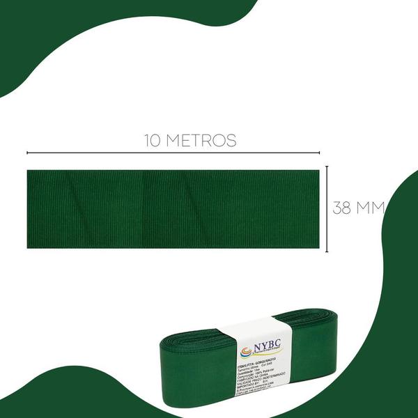 Imagem de Fita Para Laço De Gorgurão Verde Bandeira  - 38mm C/10 Metros - NYBC