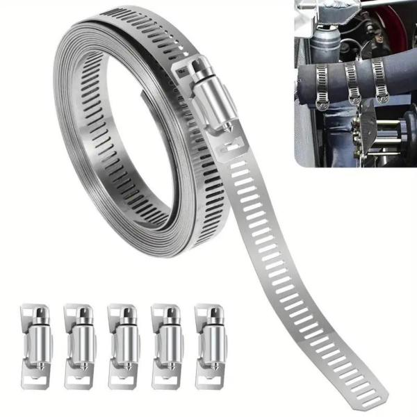 Imagem de Fita Perfurada Aço Inox 3m X 8mm 8 Clip Aperto Abraçadeira