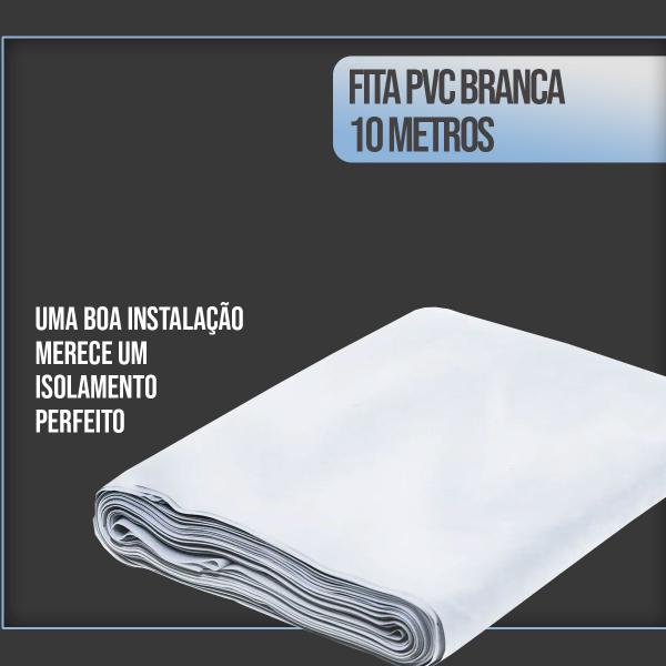 Imagem de Fita PVC Branca Largura 10 Cm Com 10 Metros De Comprimento Para Tubulação De Ar Condicionado