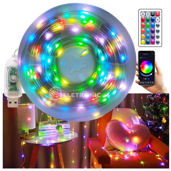 Imagem de Fita RGBW Multicolorida 100 LEDs USB 5v Controle Remoto E Bluetooth por App TB5082