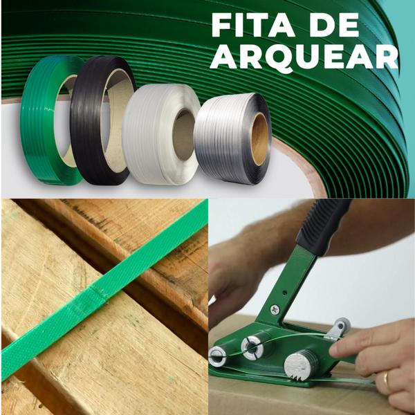 Imagem de Fita Rolo Pet 16mm + 2Kg de Selo arquear PET verde ou PP palete pallet