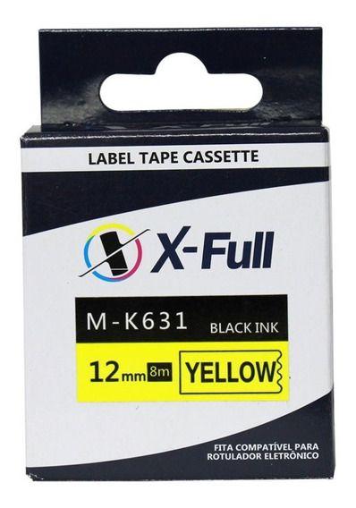 Imagem de Fita rotuladora brother 12mm mk631 preto no amarelo compativel