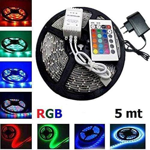 Imagem de Fita Super Led 5mt Rgb 5050 Colorida Prova D' Agua + Controle + Fonte