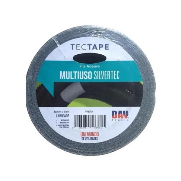 Imagem de Fita Tecido Adesiva Multiuso Silver Tape Preta 48Mm X 50 Mt