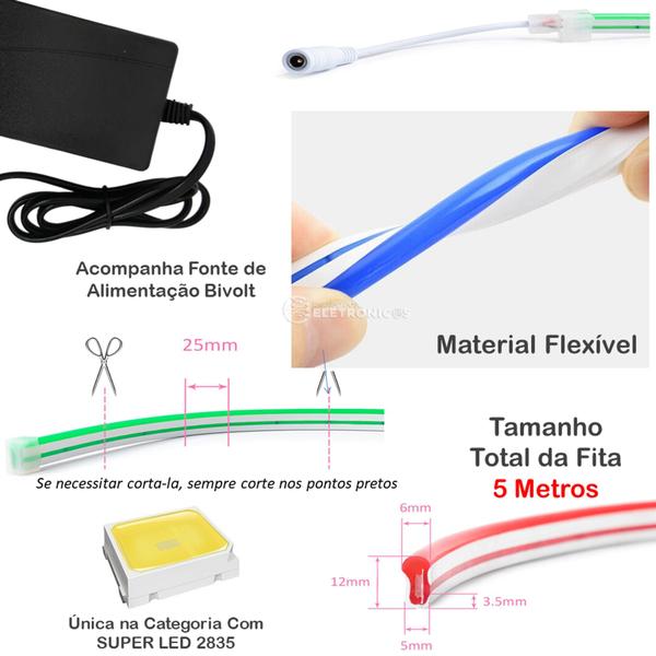 Imagem de Fita Tira Led Luminosa Decoração Interno E Externo Baixo Consumo De Energia Com Fonte LE2223