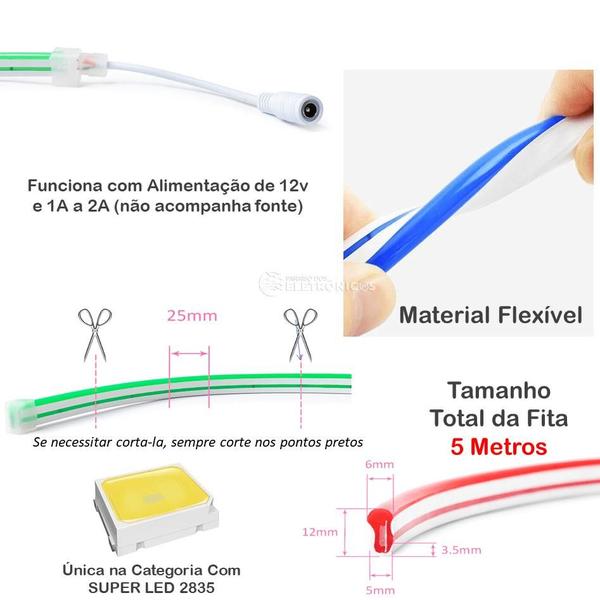 Imagem de Fita Tira Led Luminosa Decoração Interno E Externo Baixo Consumo De Energia FITANEONVD