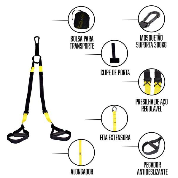 Imagem de Fita Treinamento Suspenso TRX Profissional Treinamento Funcional Peso do Corpo Elástico para Exercícios Faixa de Resistência