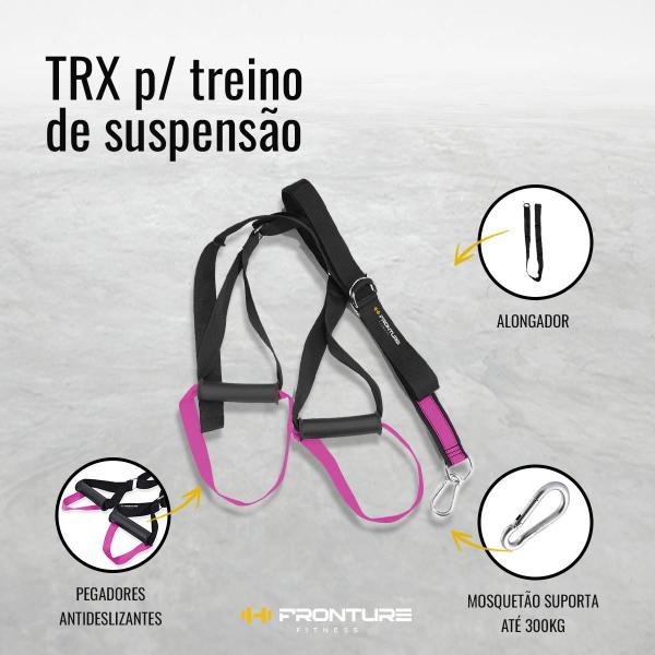 Fita Trx Duplo Treino Suspenso Funcional Cross Training Rosa Feminino treinamento Suspensão Profissional - FRONTURE FITNESS Imagem de Fita Trx Duplo Treino Suspenso Funcional Cross Training Rosa Feminino treinamento Suspensão Profissional