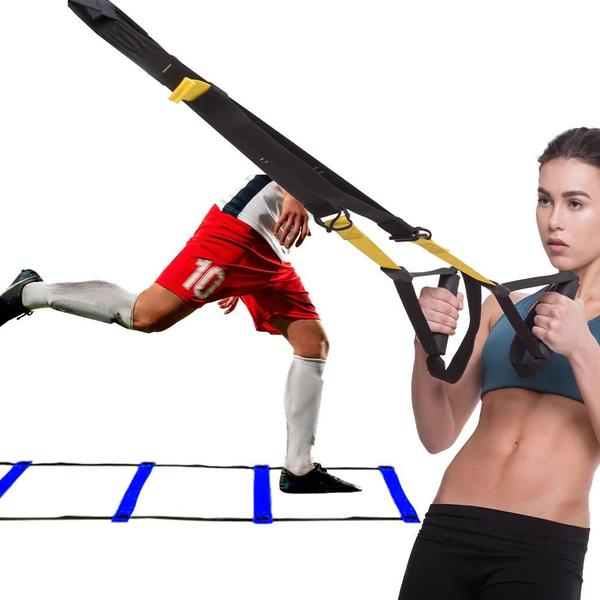 Imagem de Fita TRX Equipamento de Treinamento Suspenso Reabilitação Musculação Exercícios Funcionais Treinos de Agilidade Cross Training Fisioterapia Musculação