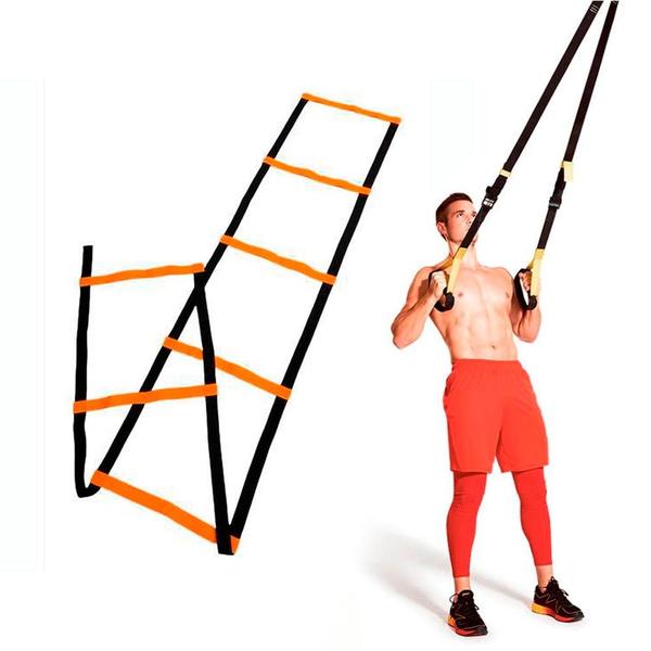 Imagem de Fita TRX Suspensa para Treinamento Funcional Saude Cross Training Treino com Escada de Agilidade Reabilitação Yoga Fisioterapia Funcional Exercícios